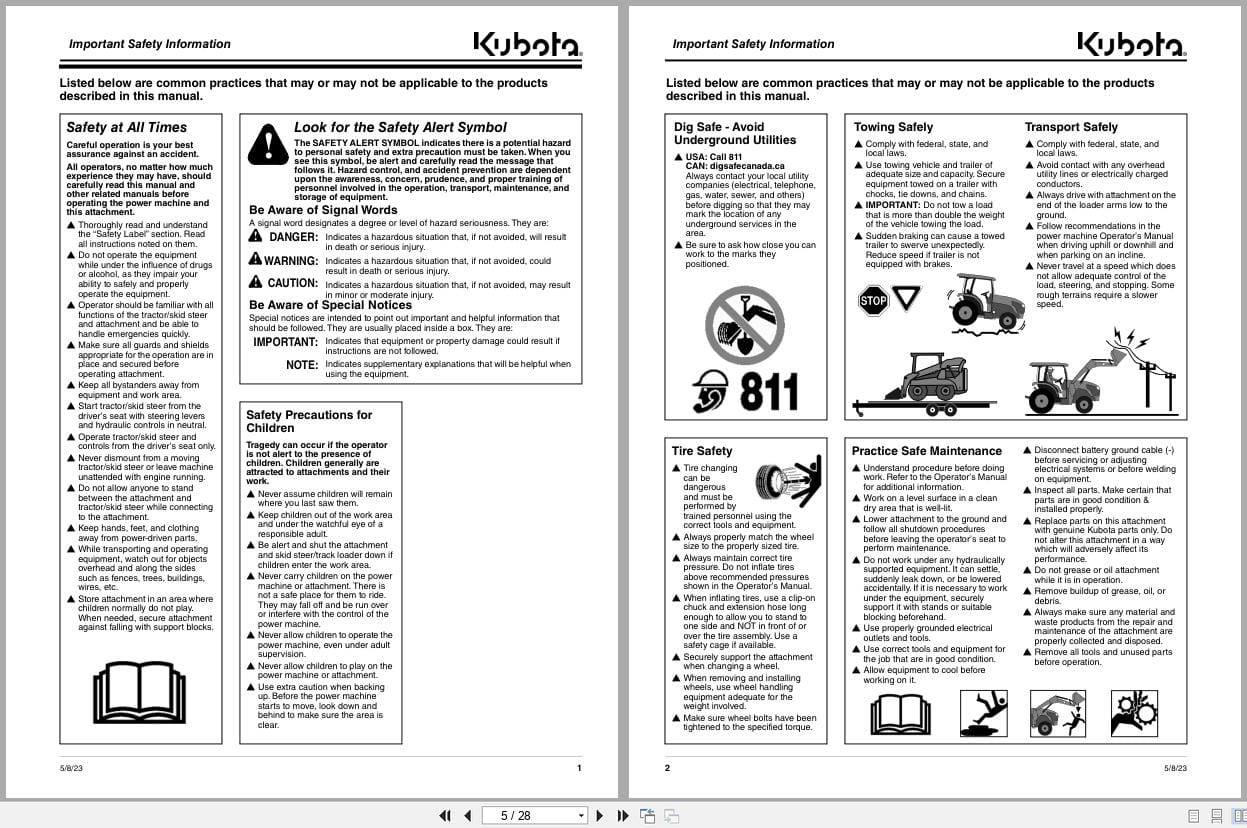 Kubota Skid Steer Grader AP SG2572 AP SG2584 Operation Manual 303 458MK (2)