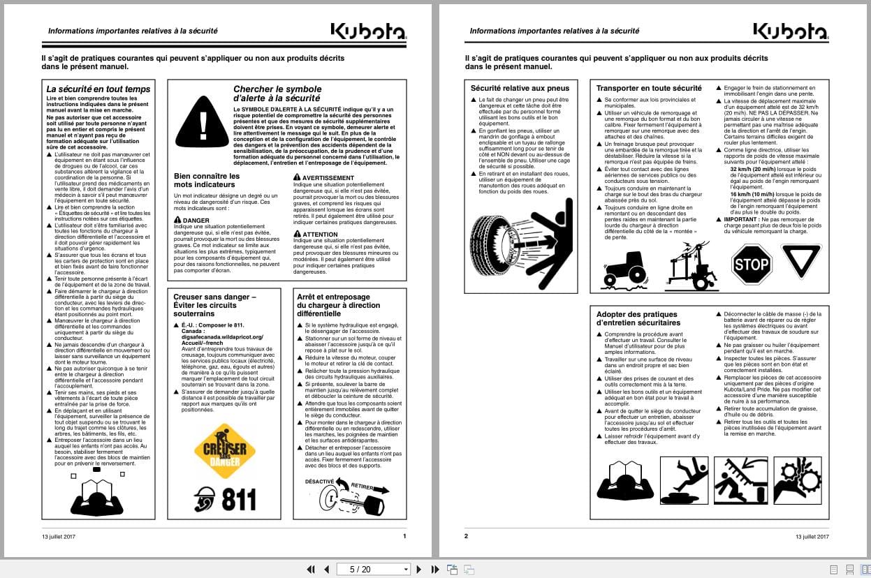 Kubota Skid Steer Loader Lightning Hitch AP SH35 Operator Manual 320 019MK FRC FR (2)