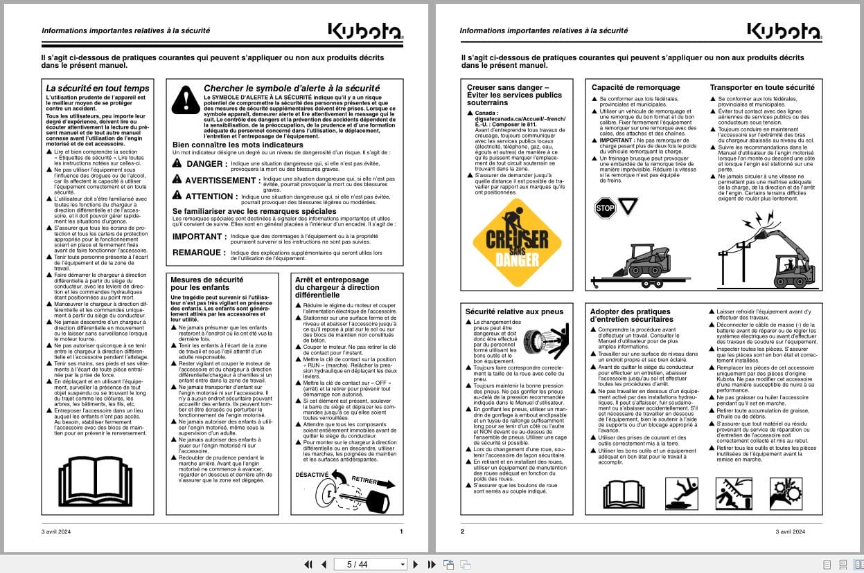 Kubota Skid Steer Rotary Cutters AP SC4060 AP SC4072 Operator Manual 326 765MK FRC FR (2)