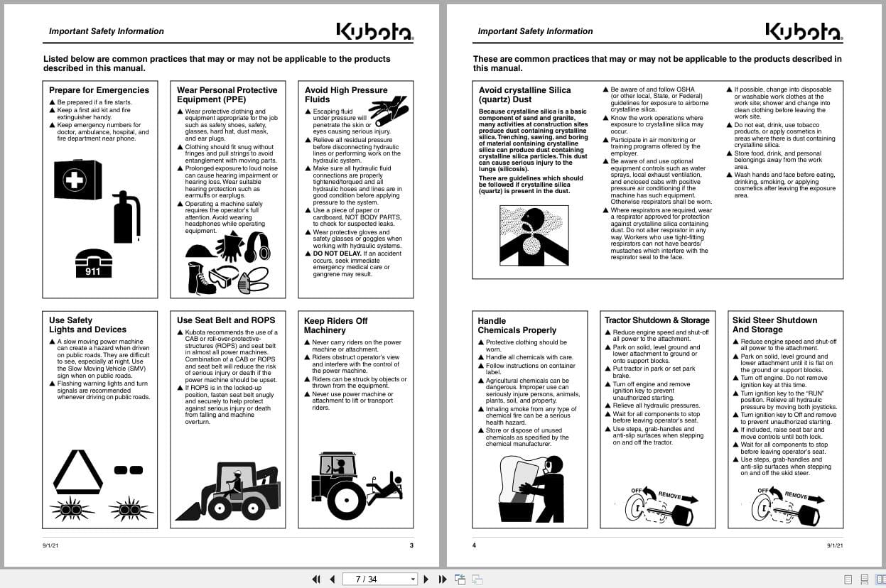 Kubota Snow Pusher AP SSP1584 AP SSP1596 AP SSP2596 Operation Manual 303 348MK (2)