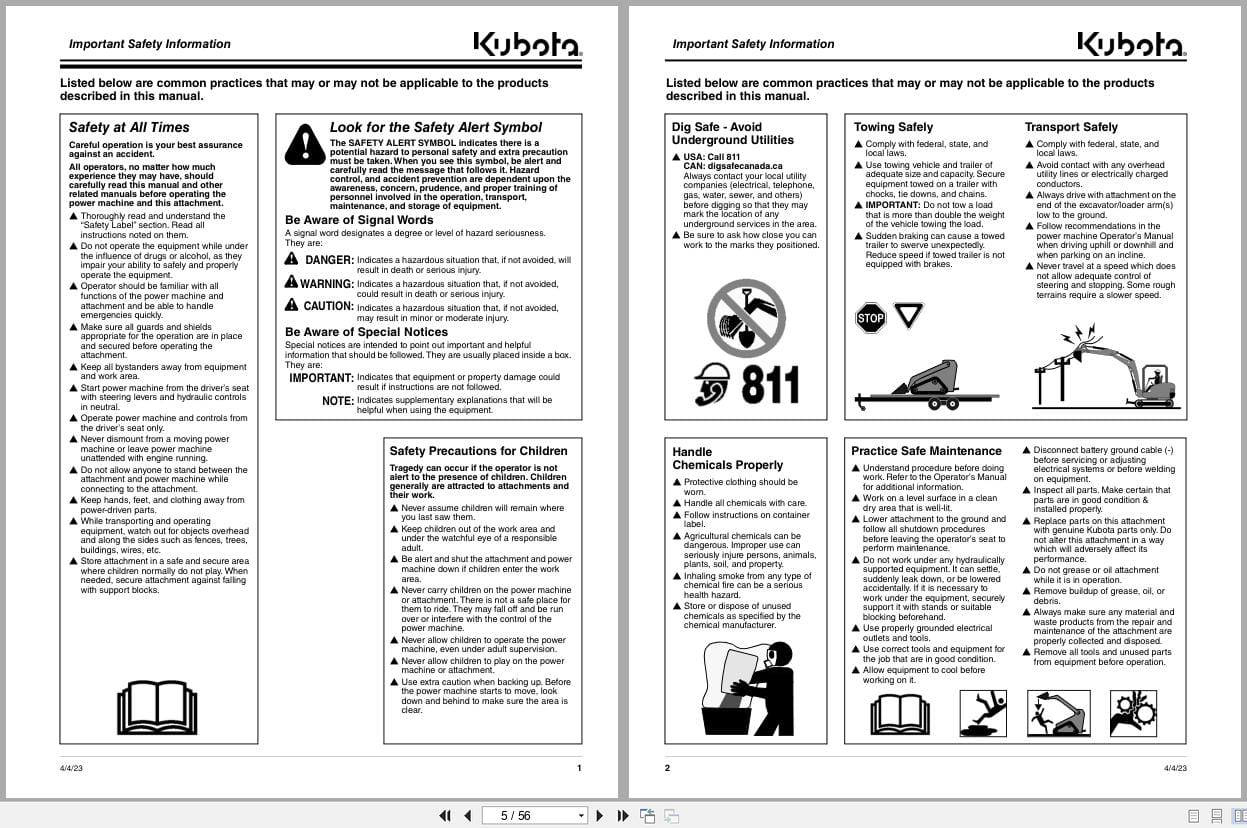 Kubota Stump Grinder AP SSG2024 Operation Manual 328 198MK (2)