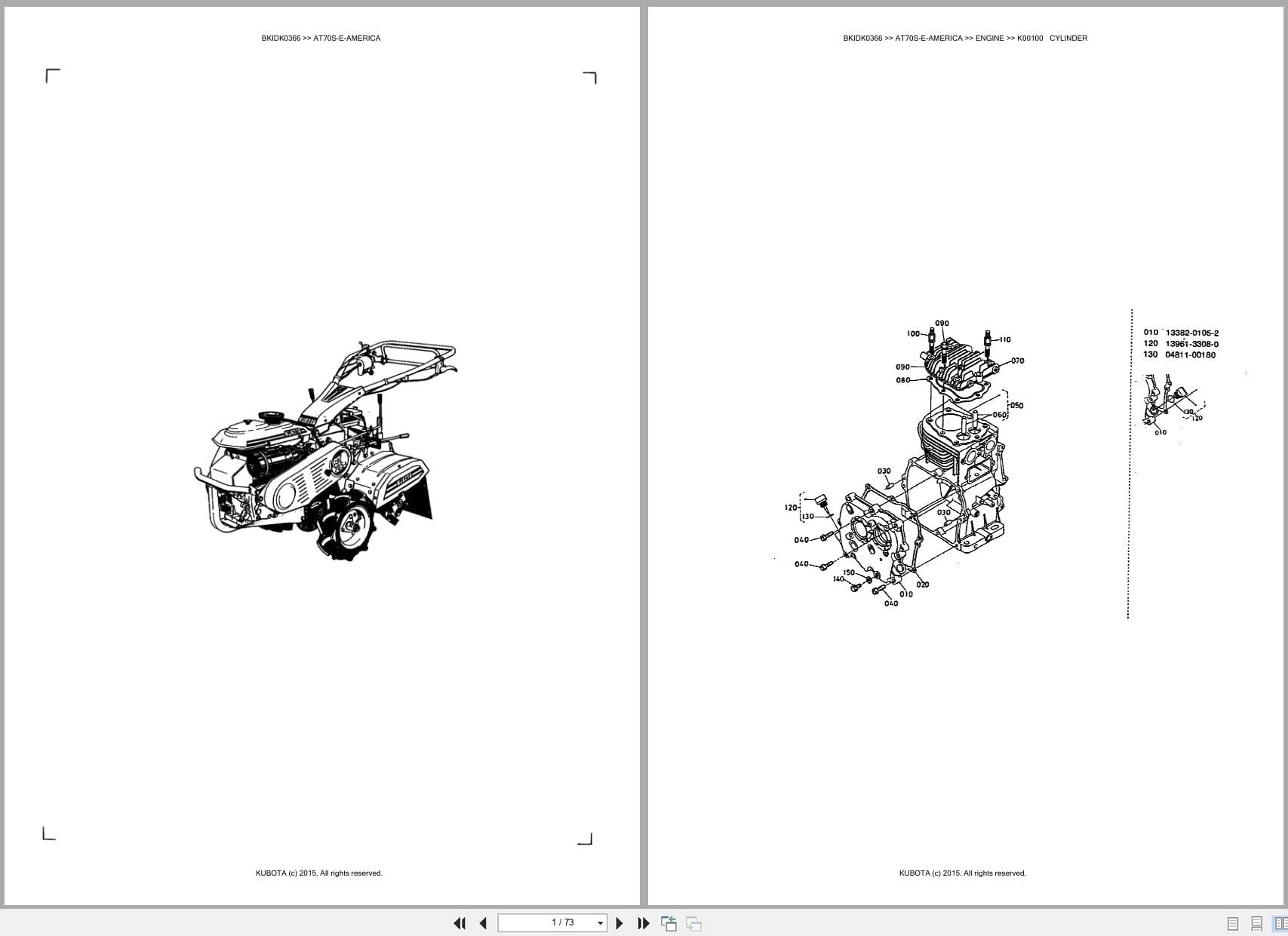 Kubota Tractor AT70S E AMERICA Australia Parts Catalog (1)