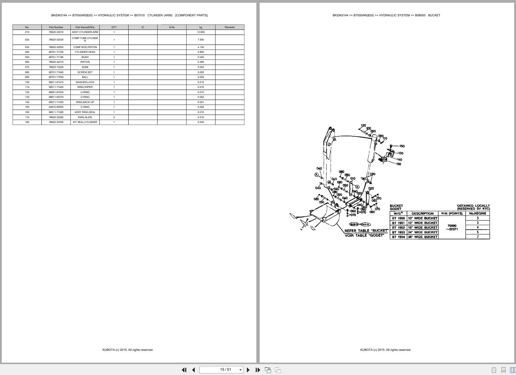 Kubota Tractor B20 Backhoe BT650AR Australia Parts Catalog (2)
