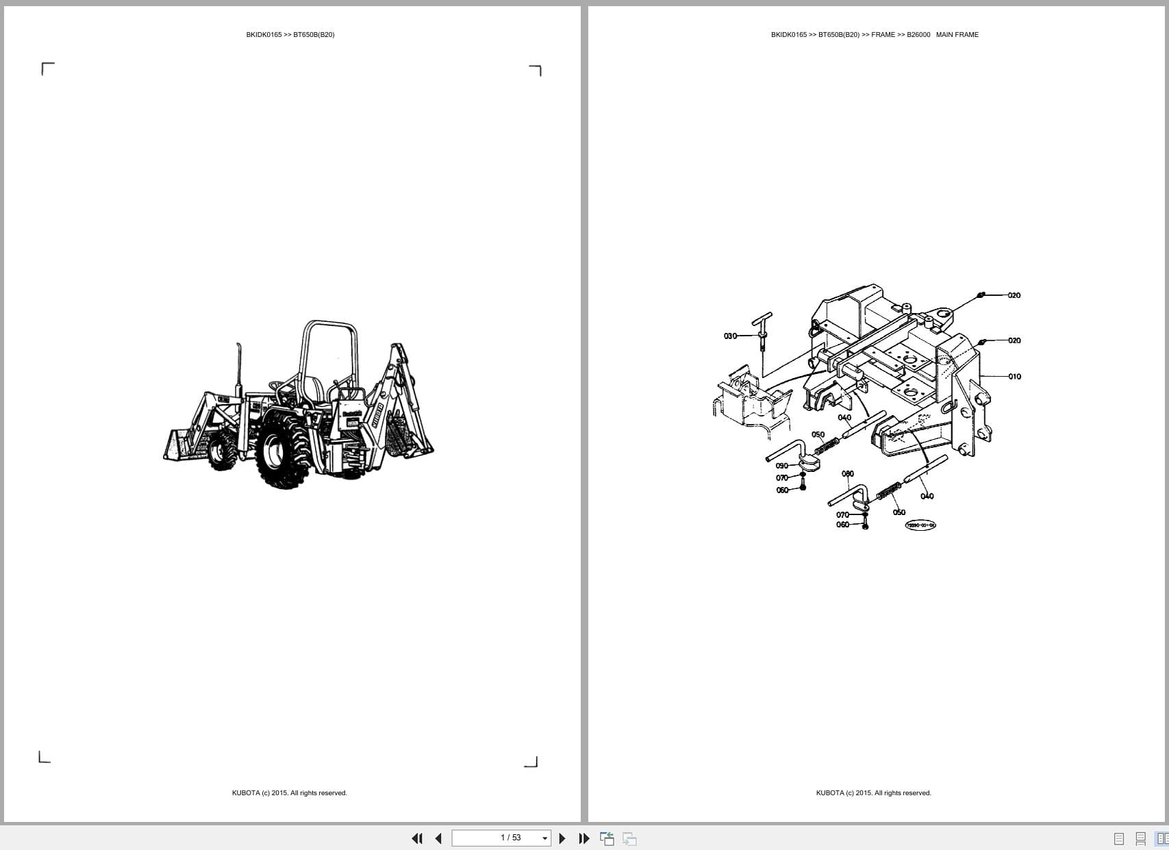 Kubota Tractor B20 Backhoe BT650B Australia Parts Catalog (1)