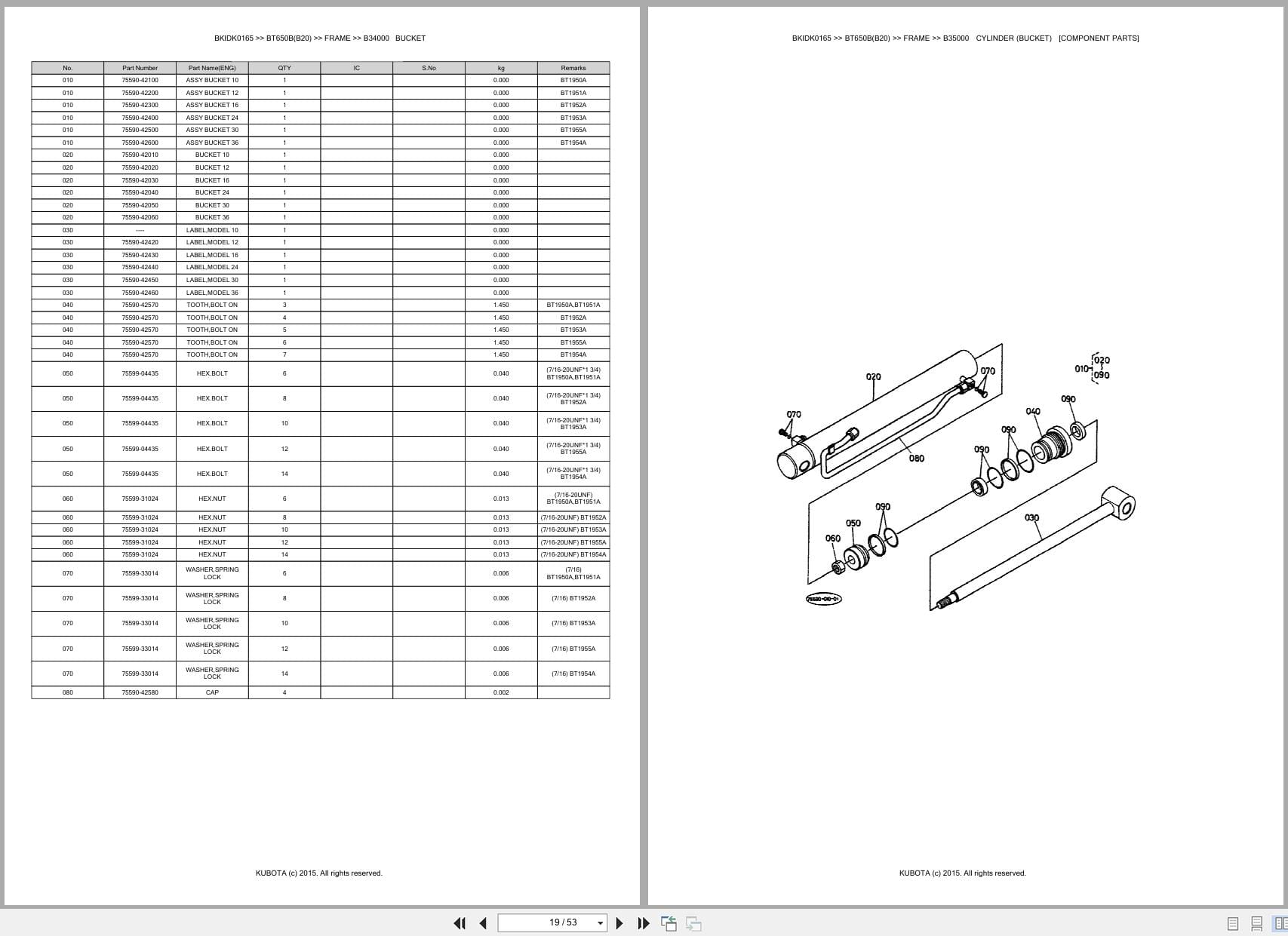 Kubota Tractor B20 Backhoe BT650B Australia Parts Catalog (2)
