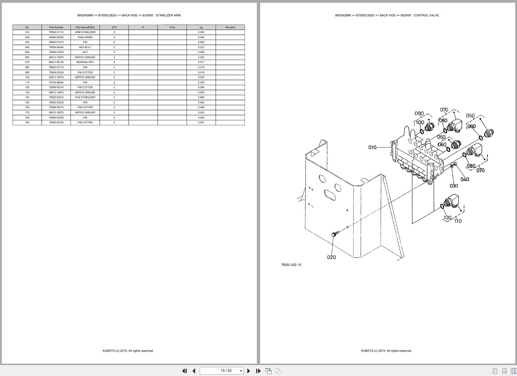 Kubota Tractor B20 Backhoe BT650C Australia Parts Catalog (2)