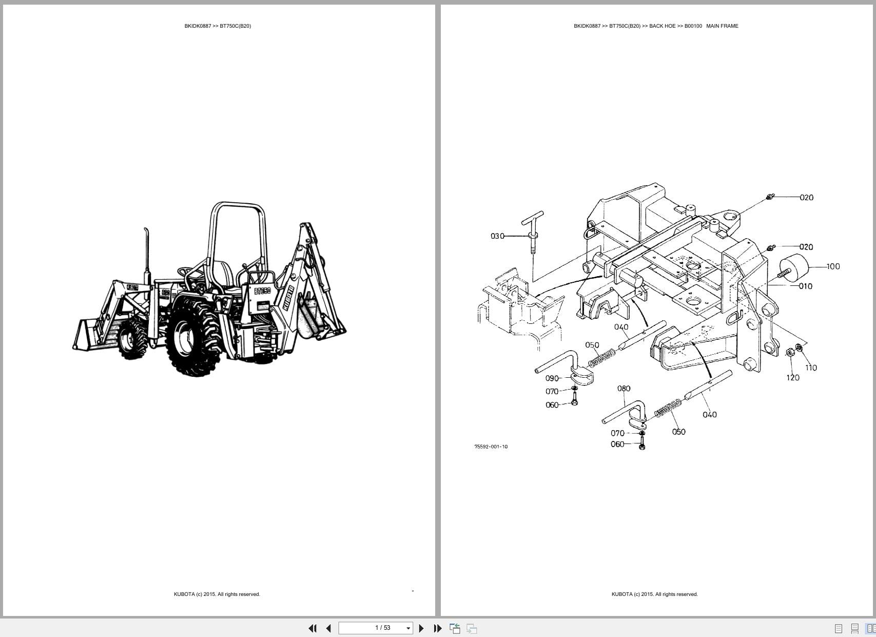 Kubota Tractor B20 Backhoe BT750C Australia Parts Catalog (1)