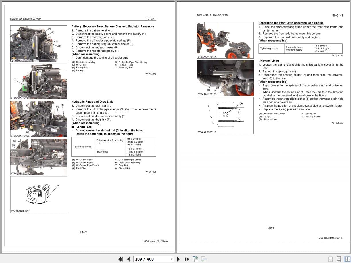 Kubota Tractor B2320HSD B2920HSD Workshop Manual 9Y111 02015 (2)