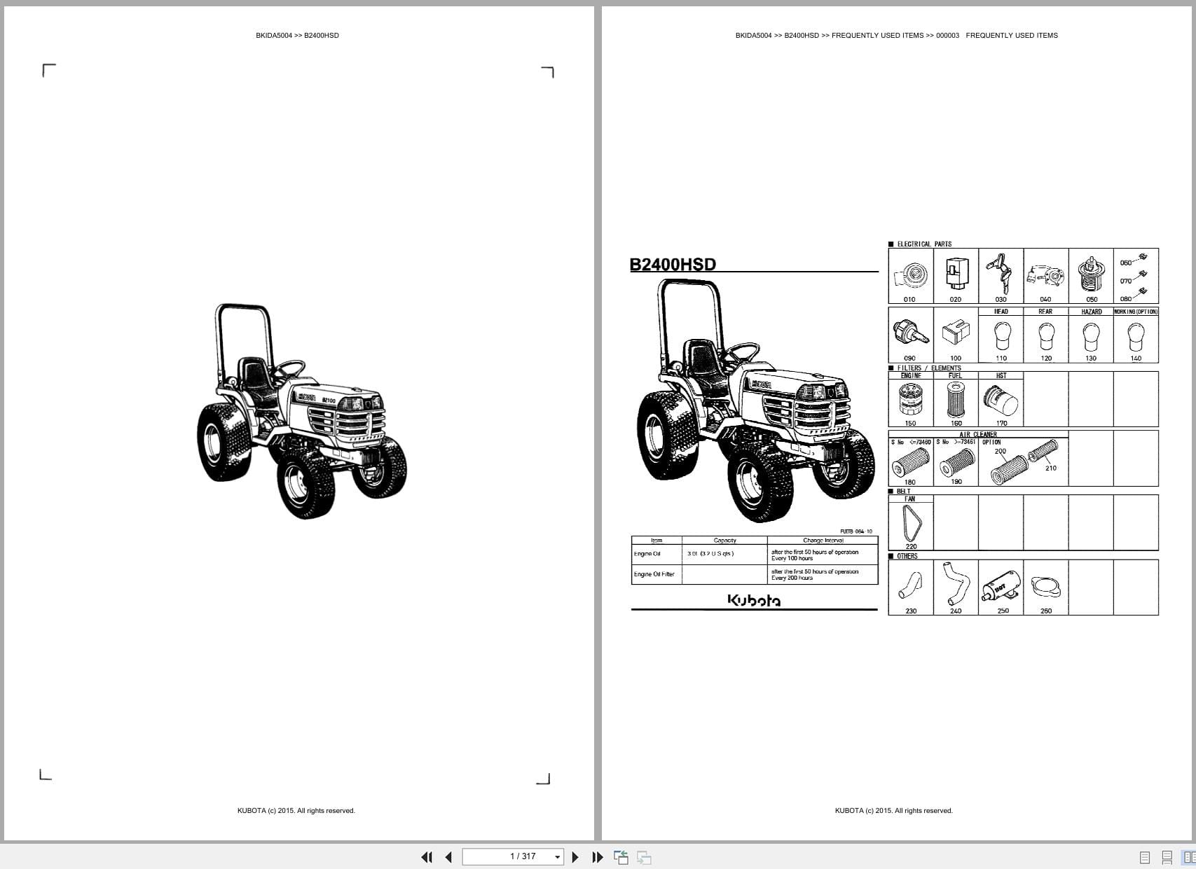 Kubota Tractor B2400HSD Australia Parts Catalog (1)