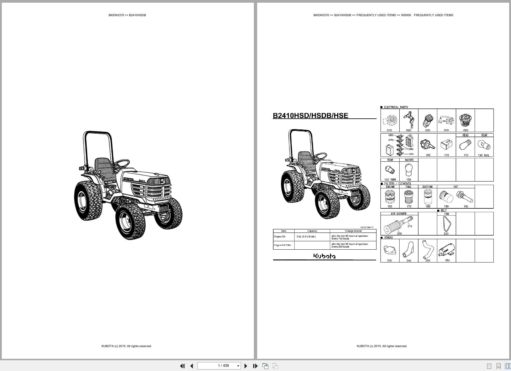 Kubota Tractor B2410HSDB Australia Parts Catalog (1)