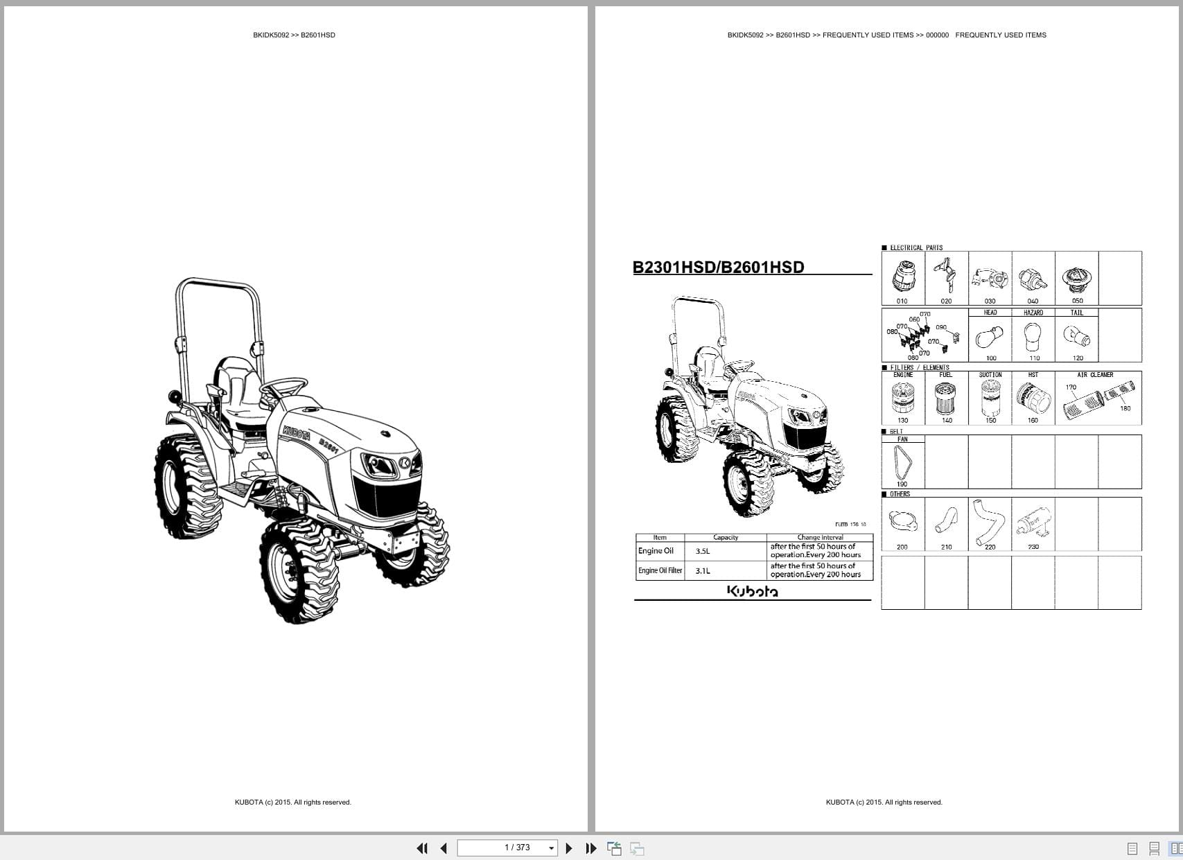 Kubota Tractor B2601HSD Australia Parts Catalog (1)