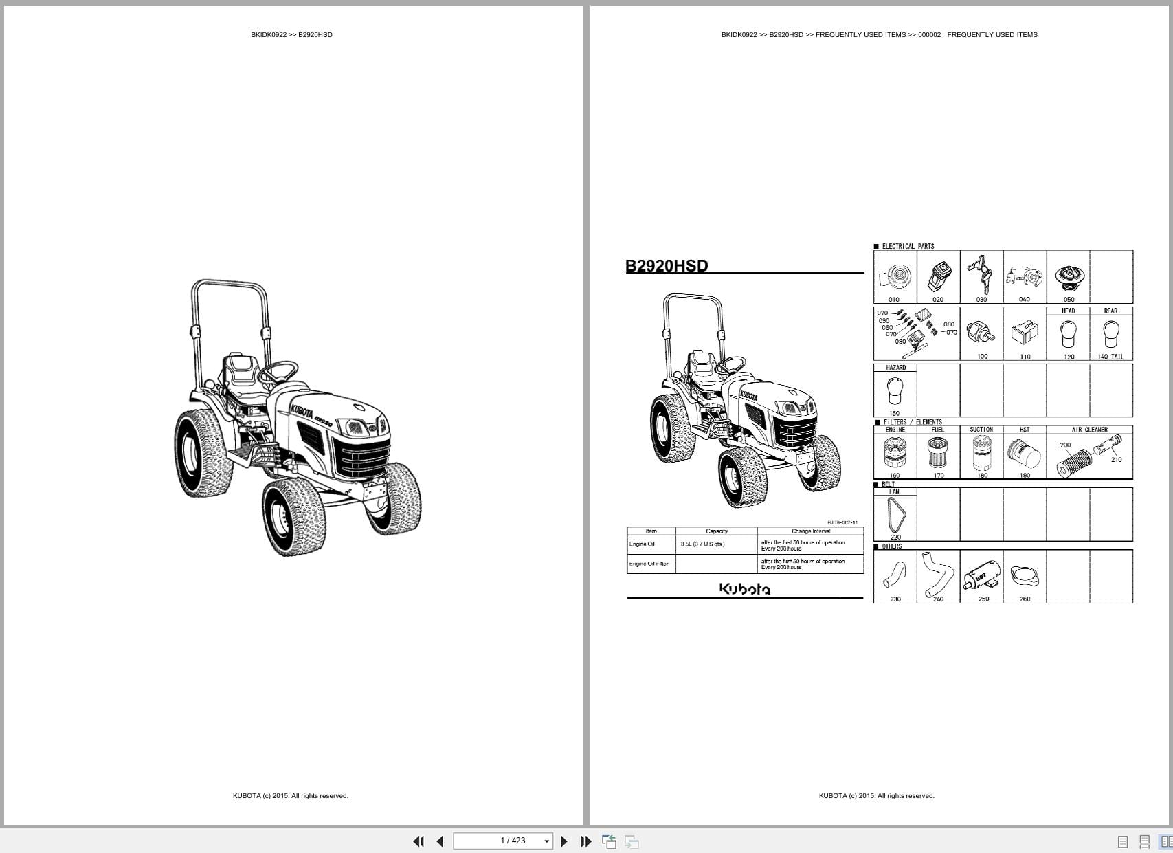 Kubota Tractor B2920HSD Australia Parts Catalog (1)