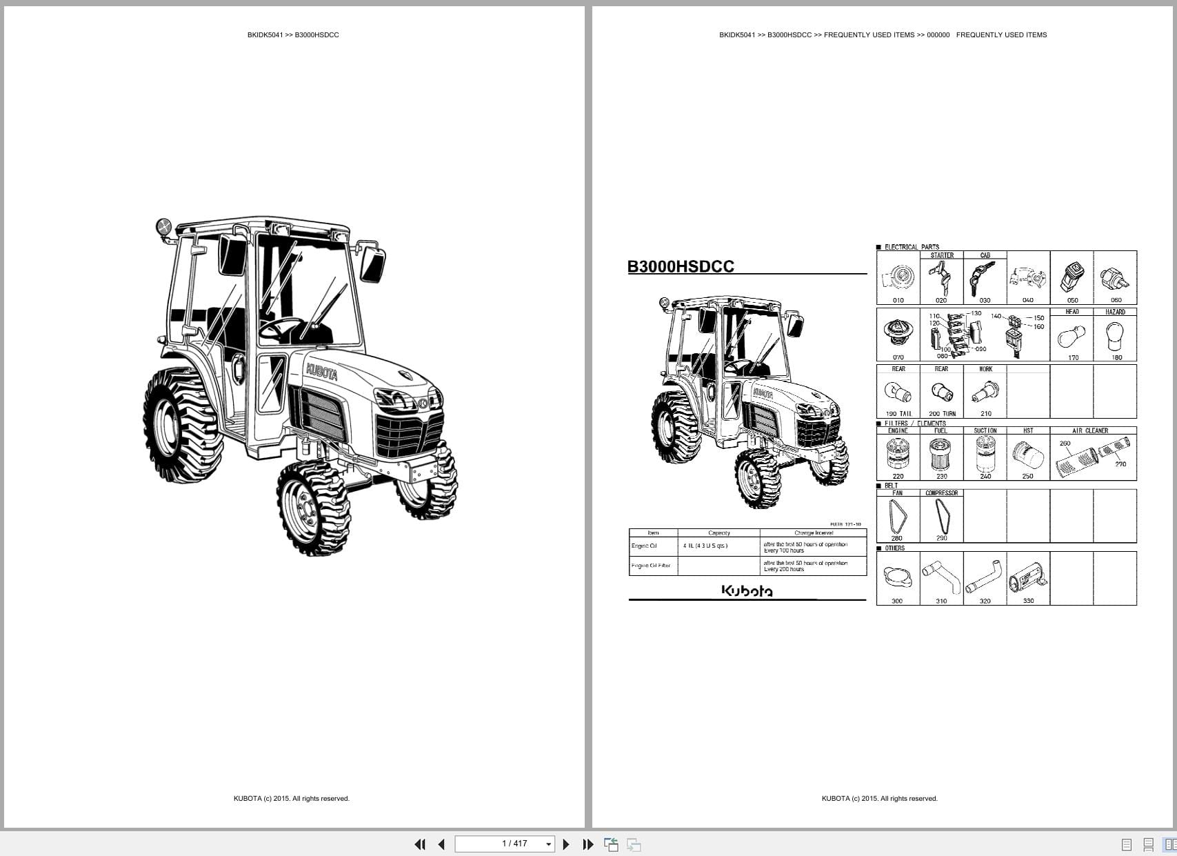 Kubota Tractor B3000HSDCC Australia Parts Catalog (1)