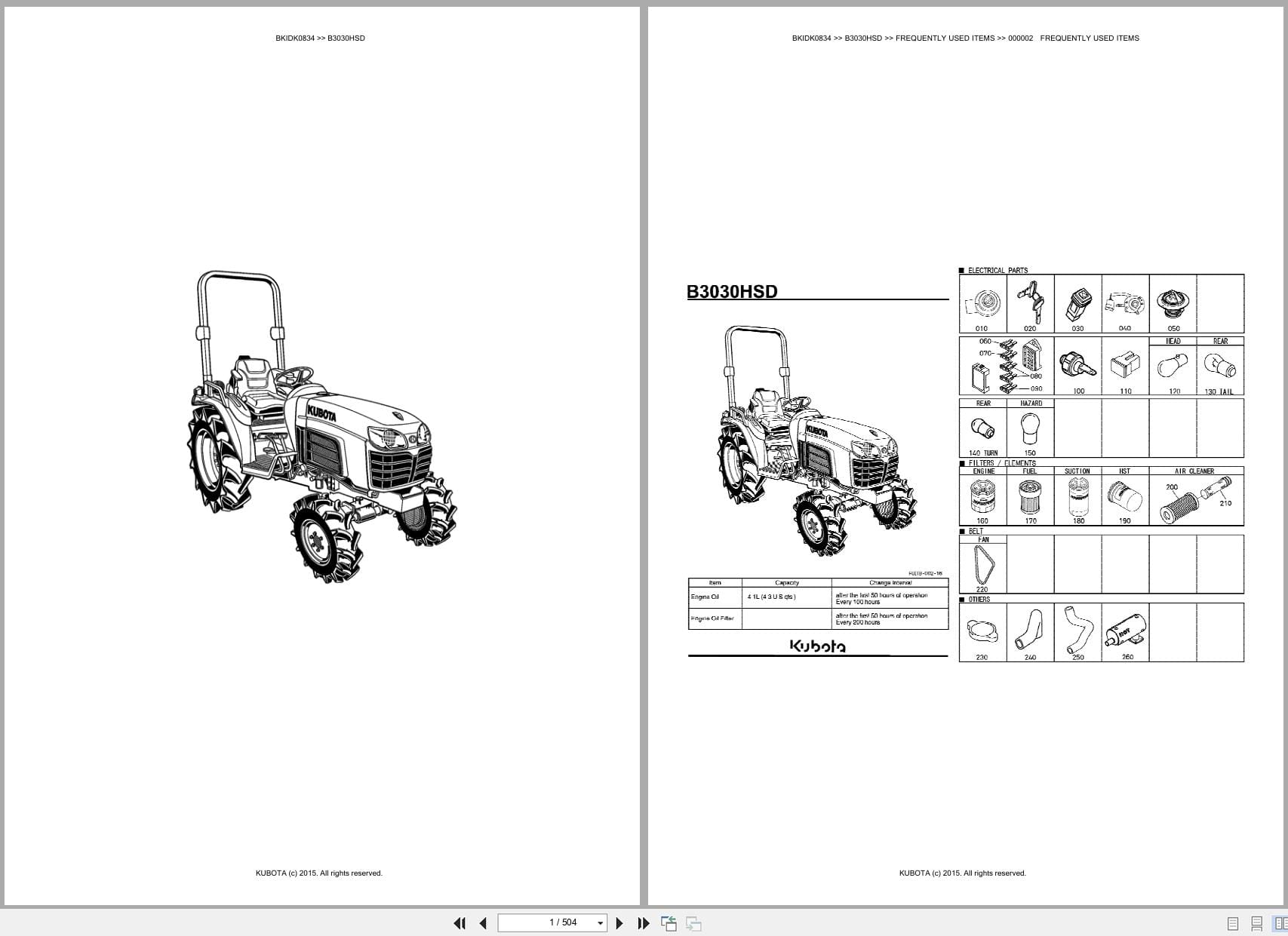 Kubota Tractor B3030HSD Australia Parts Catalog (1)