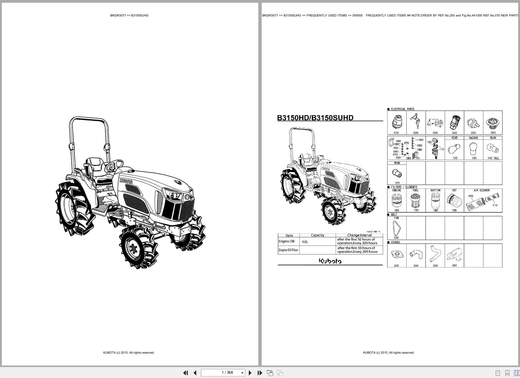 Kubota Tractor B3150SUHD Australia Parts Catalog (1)