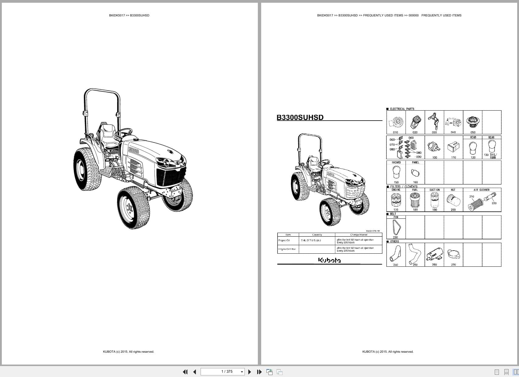 Kubota Tractor B3300SUHSD Australia Parts Catalog (1)