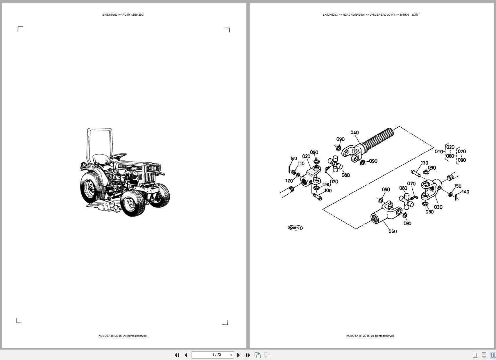 Kubota Tractor B4200 Mower RC40 42 Australia Parts Catalog (1)