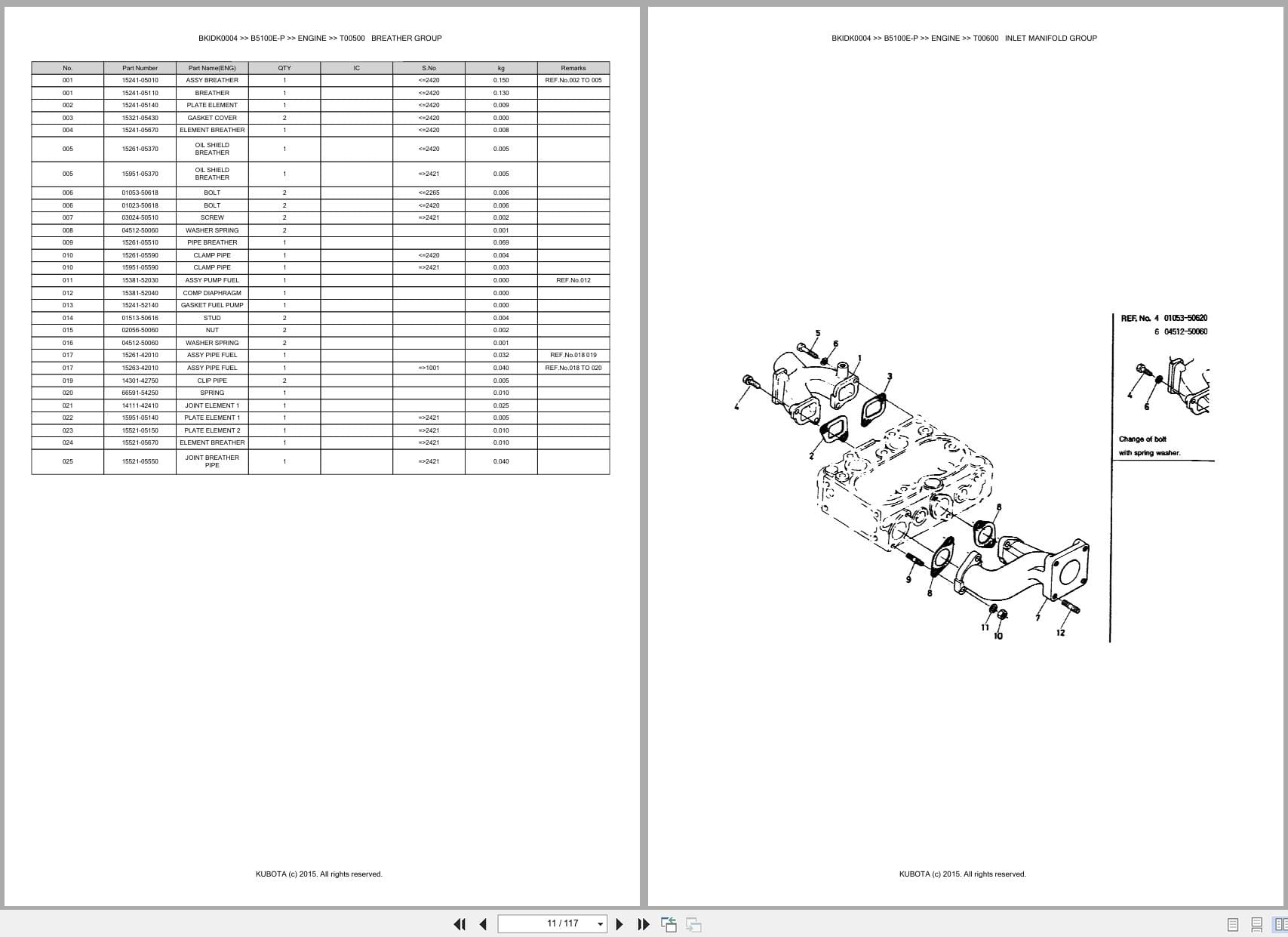 Kubota Tractor B5100E P Australia Parts Catalog (2)