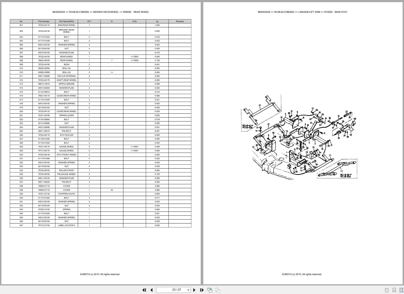 Kubota Tractor B6200 Mower RC48 62 F Australia Parts Catalog (2)