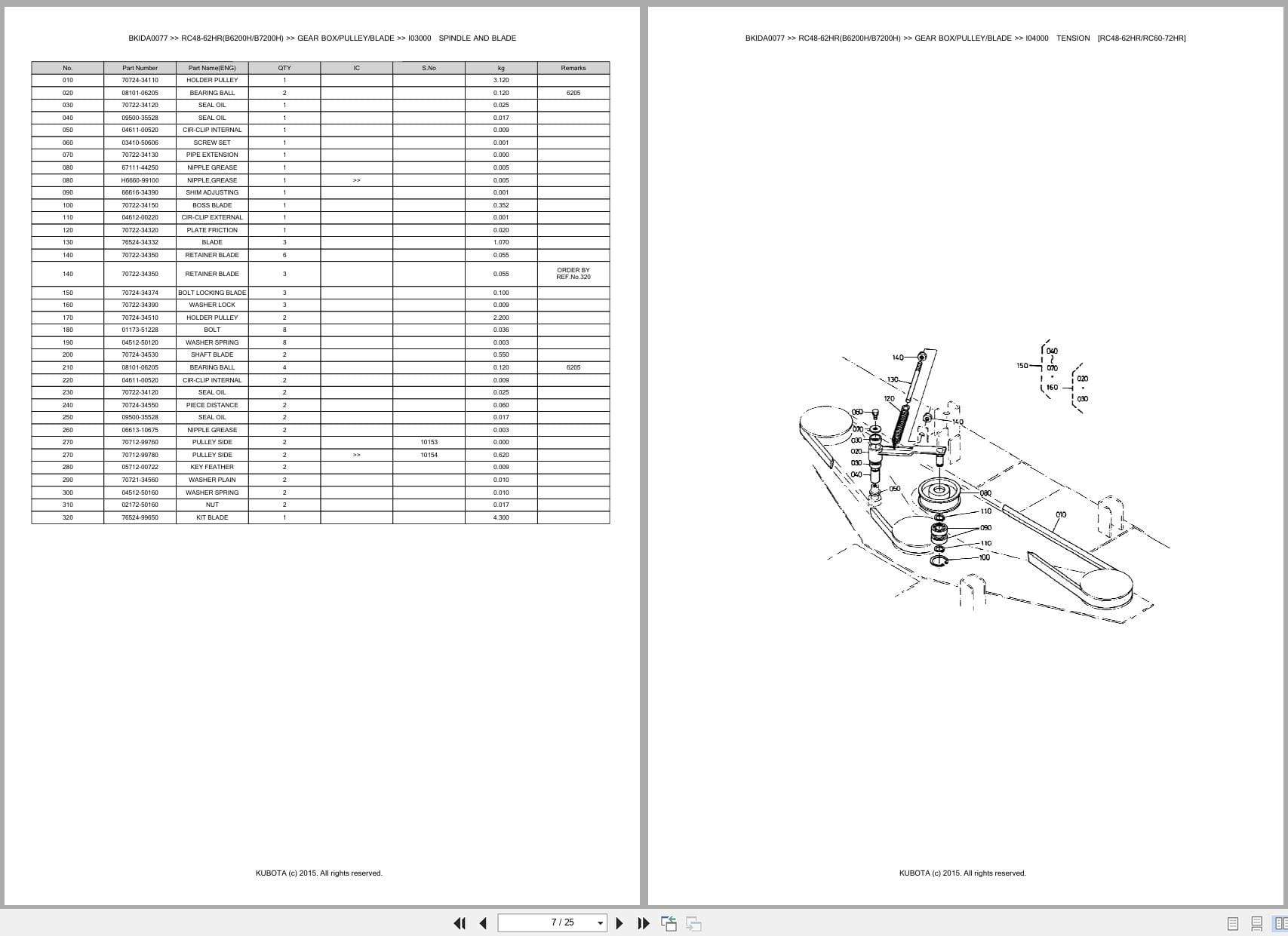 Kubota Tractor B6200H B7200H Mower RC48 62HR Australia Parts Catalog (2)