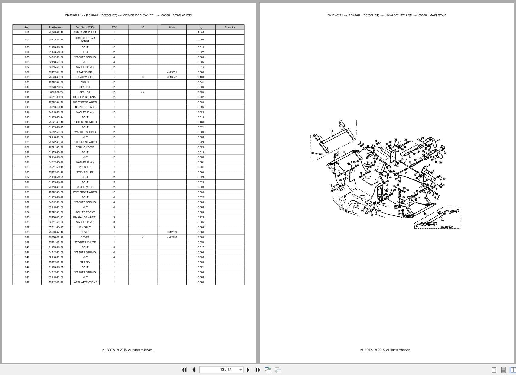 Kubota Tractor B6200HST Mower RC48 62H Australia Parts Catalog (2)