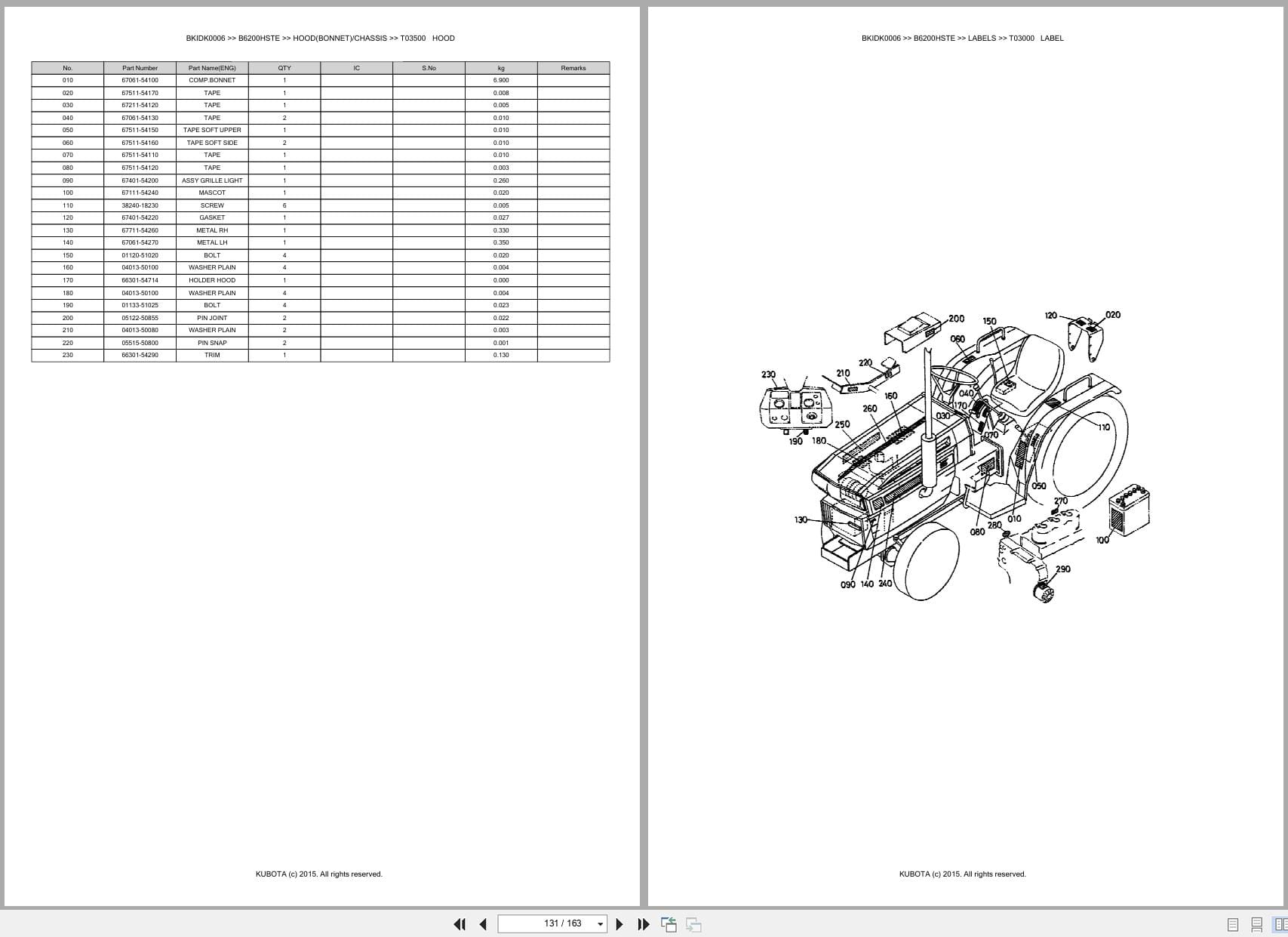 Kubota Tractor B6200HSTE Australia Parts Catalog (2)