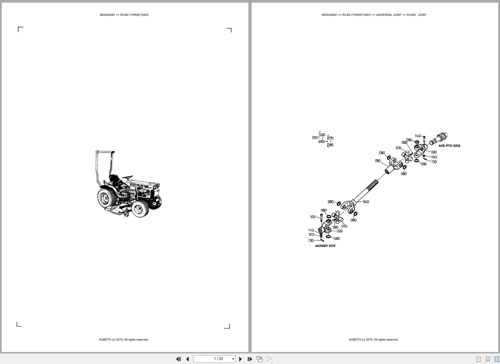 Kubota Tractor B7100H Mower RC48 71HR Australia Parts Catalog (1)