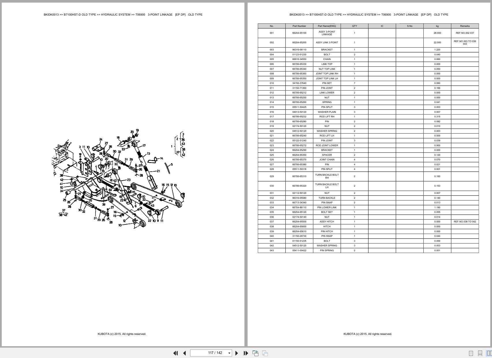Kubota Tractor B7100HST D Old Type Australia Parts Catalog (2)