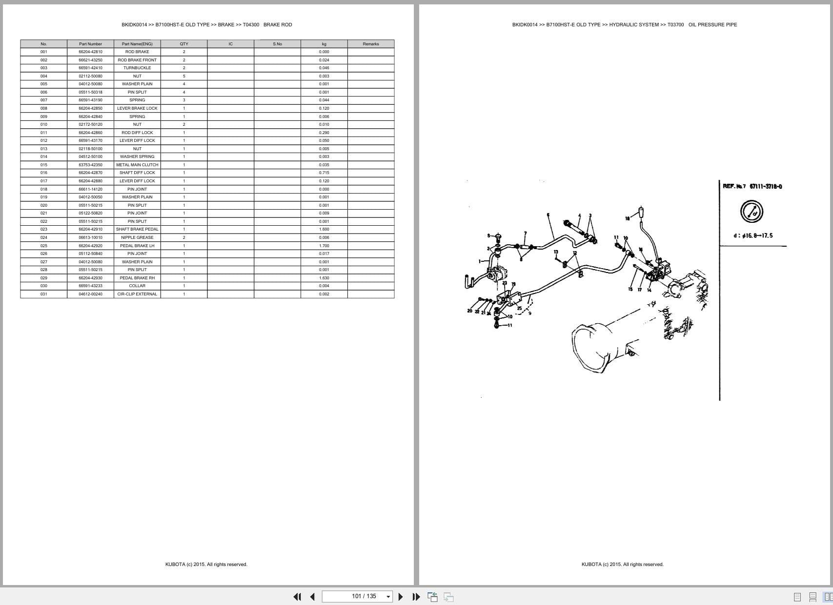 Kubota Tractor B7100HST E Old Type Australia Parts Catalog (2)
