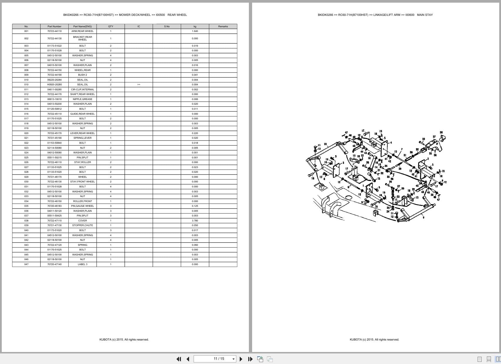 Kubota Tractor B7100HST Mower RC60 71H Australia Parts Catalog (2)