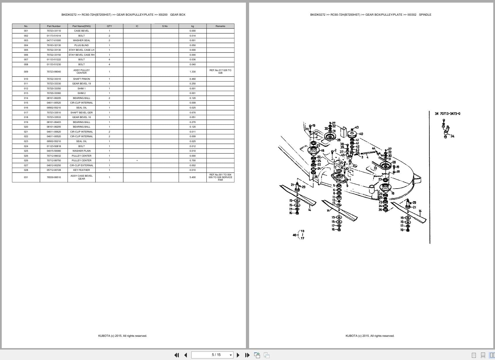 Kubota Tractor B7200HST Mower RC60 72H Australia Parts Catalog (2)