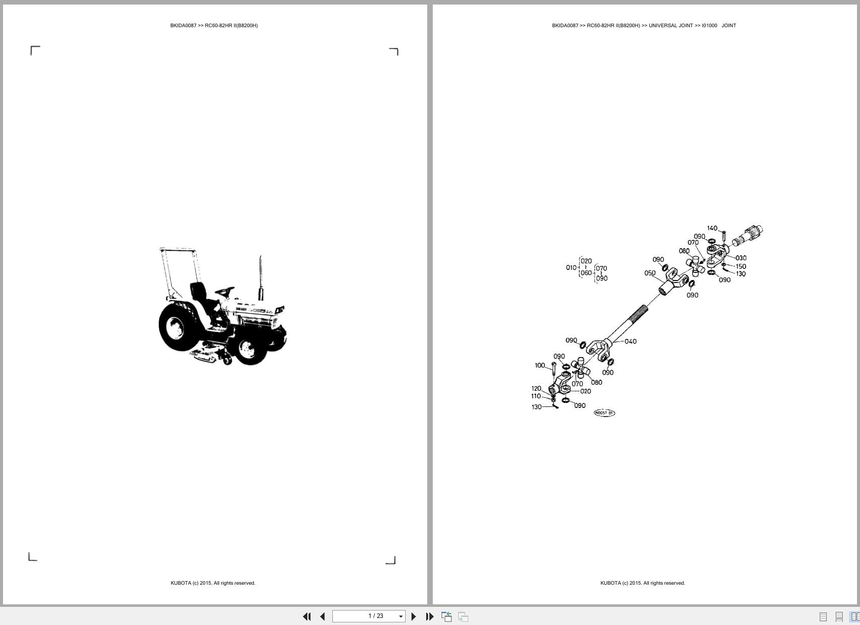 Kubota Tractor B8200H Mower RC60 82HR II Australia Parts Catalog (1)