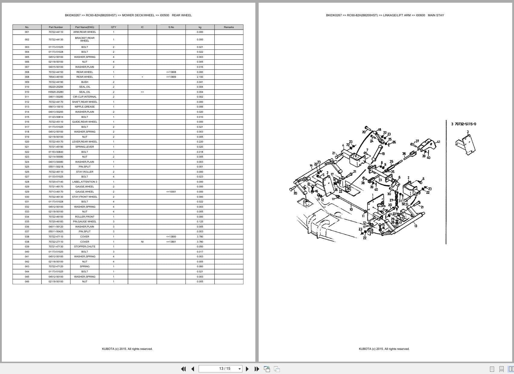 Kubota Tractor B8200HST Mower RC60 82H Australia Parts Catalog (2)