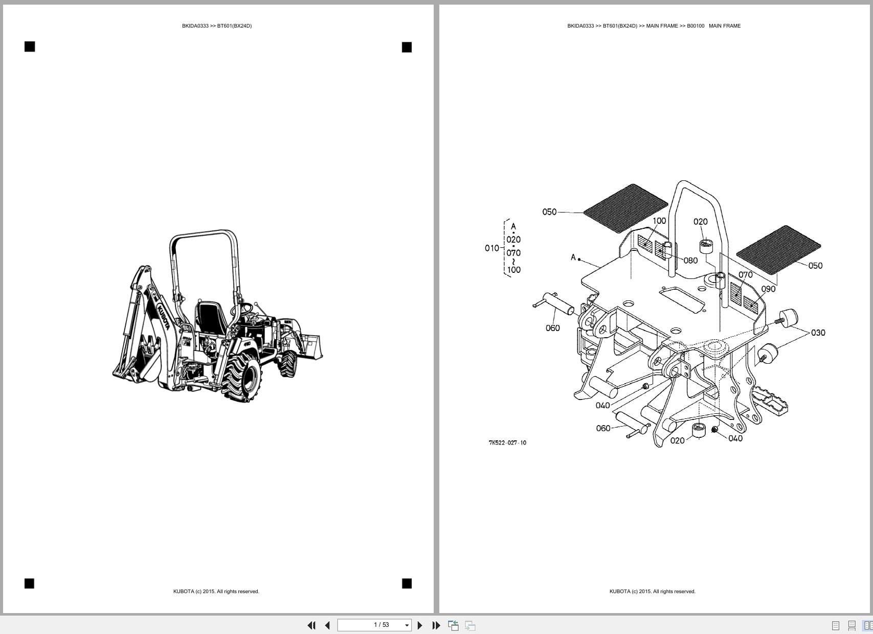 Kubota Tractor BT601 Backhoe BX24D Australia Parts Catalog (1)