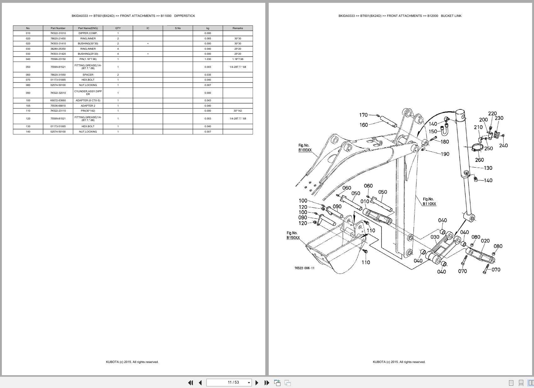 Kubota Tractor BT601 Backhoe BX24D Australia Parts Catalog (2)