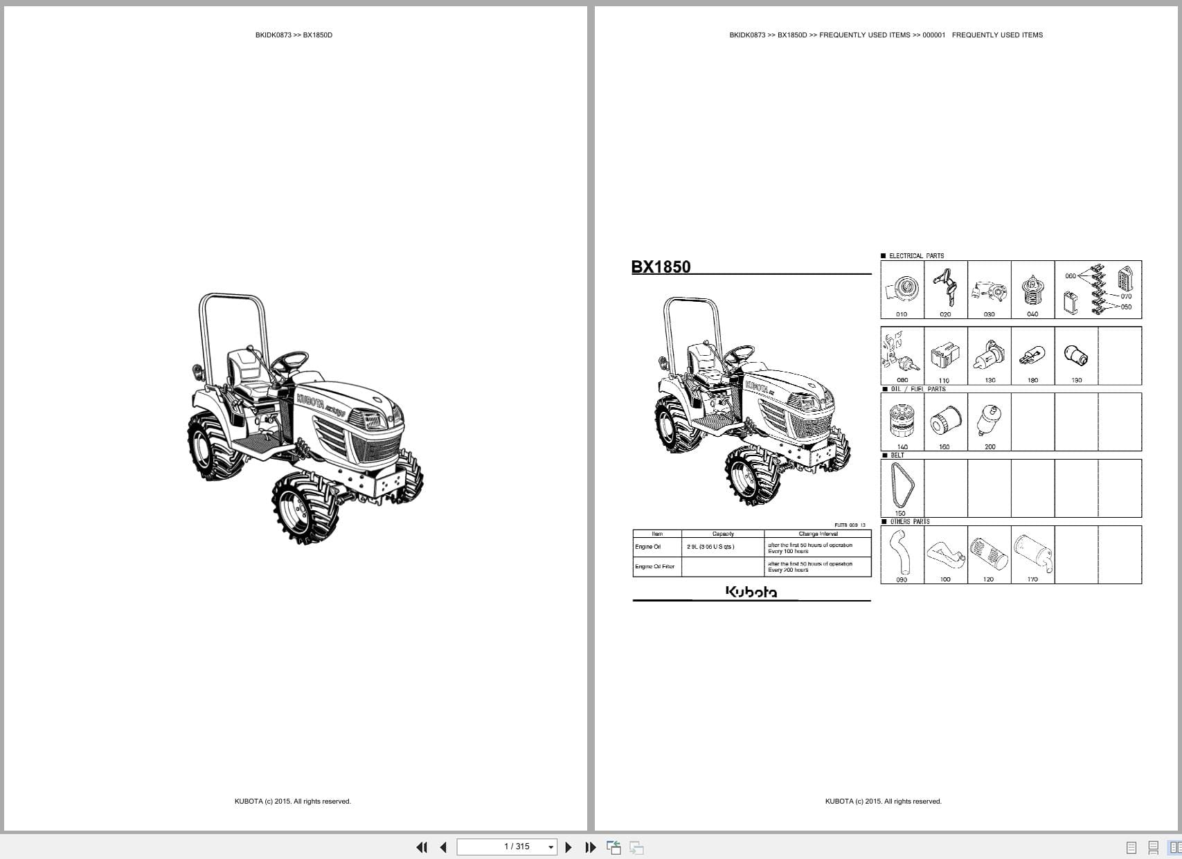 Kubota Tractor BX1850D Australia Parts Catalog (1)