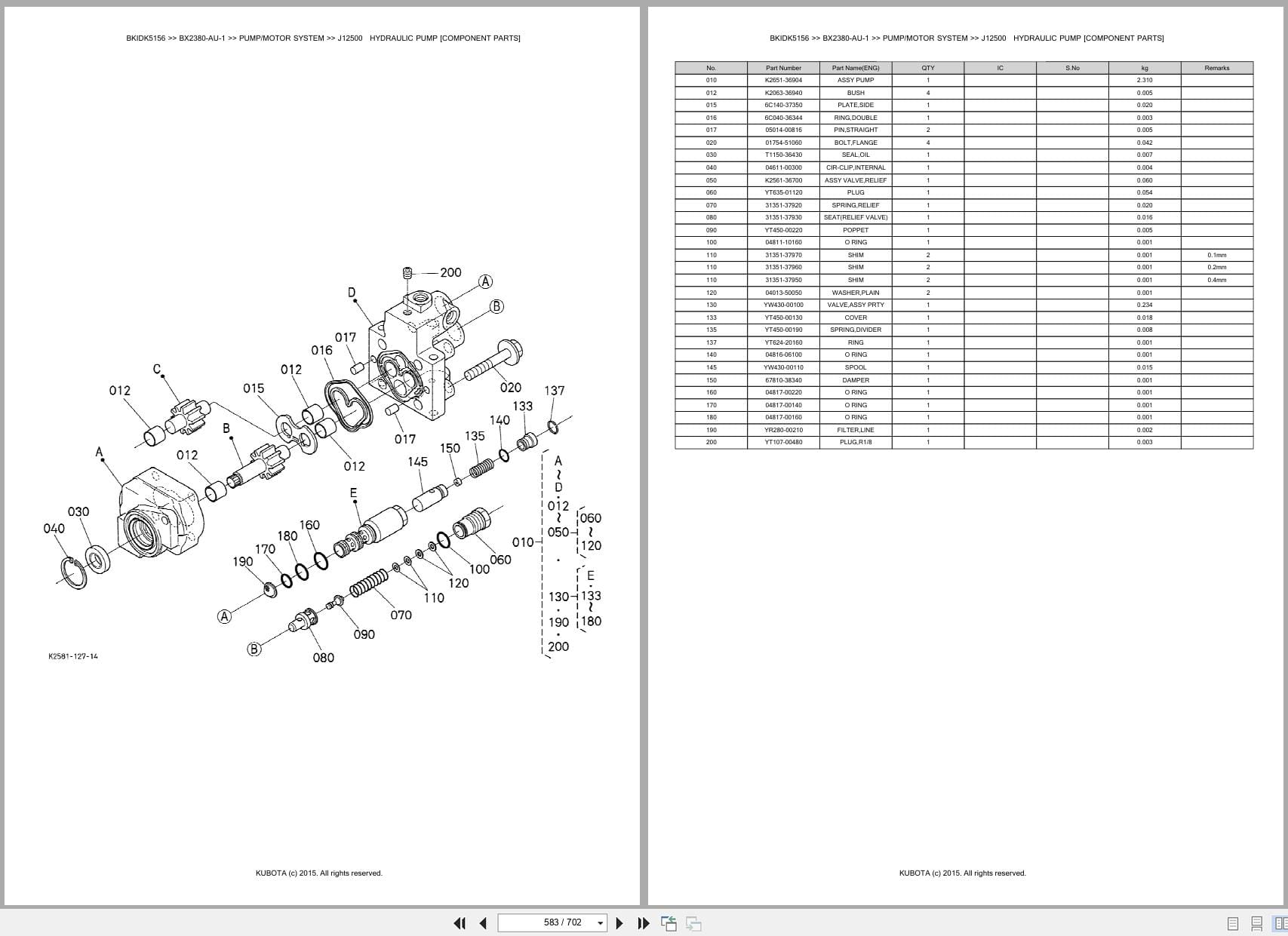 Kubota Tractor BX2380 AU 1 Australia Parts Catalog (2)