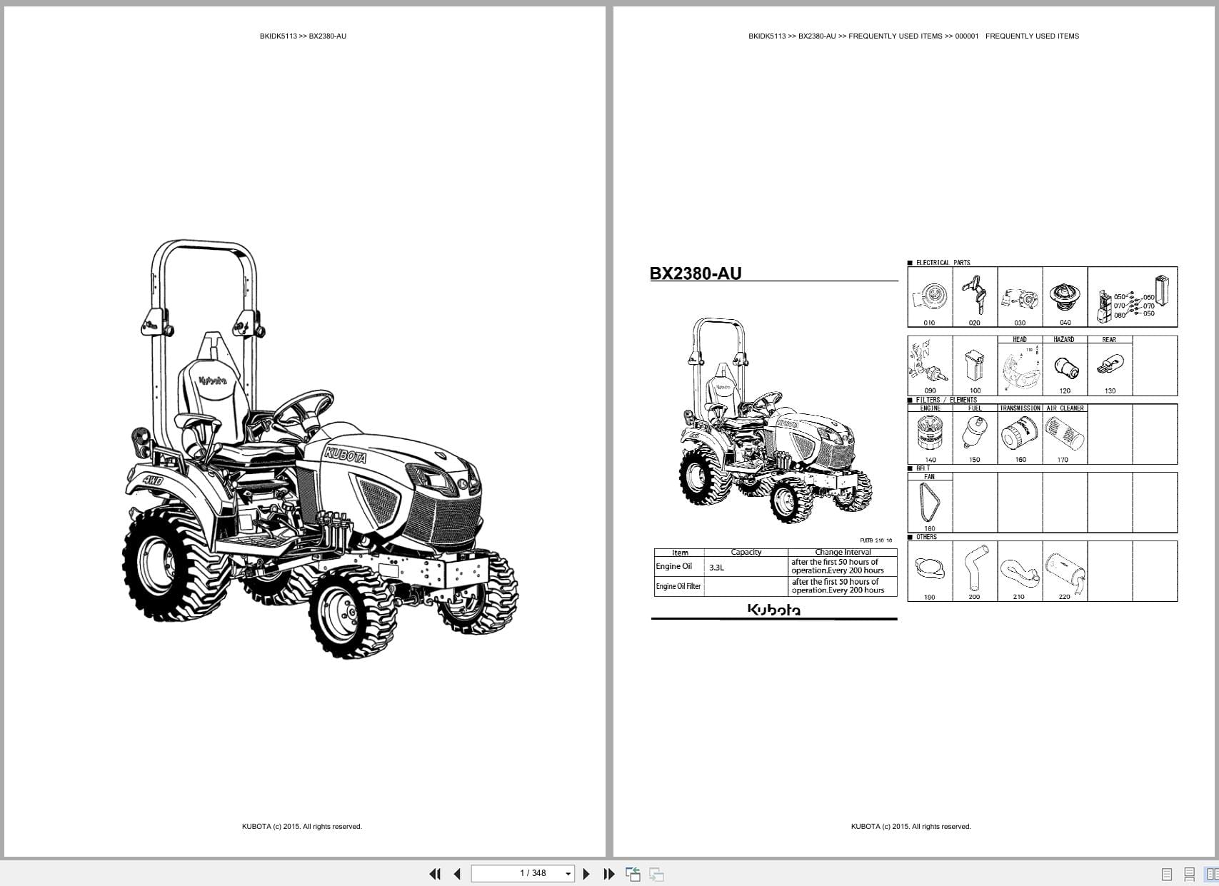 Kubota Tractor BX2380 AU Australia Parts Catalog (1)