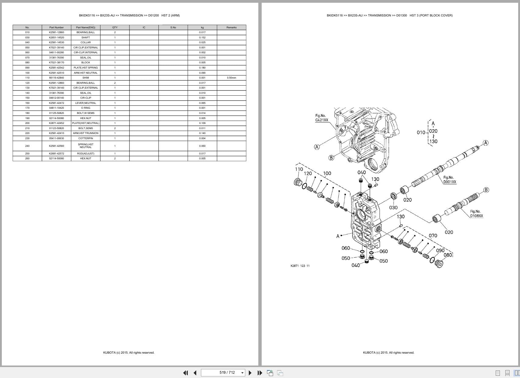 Kubota Tractor BX23S AU Australia Parts Catalog (2)
