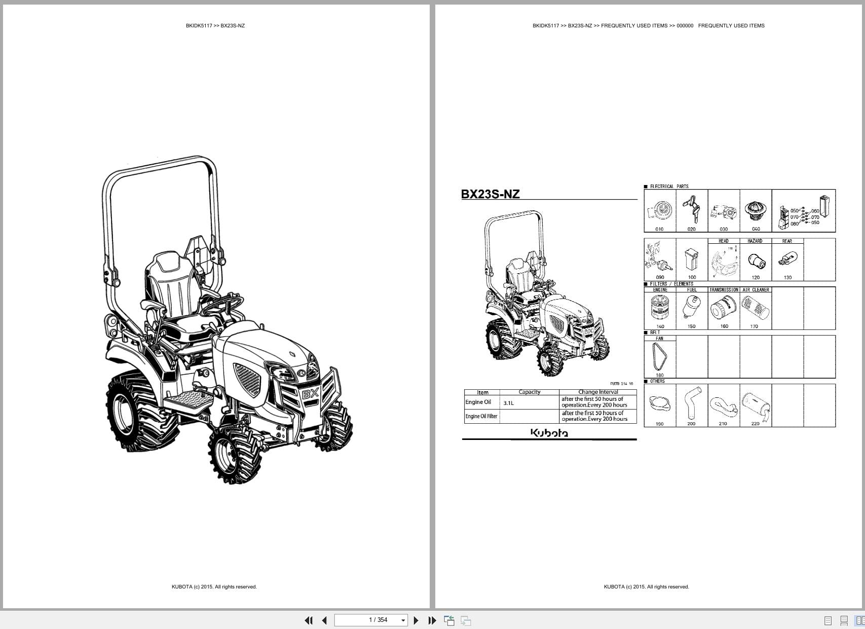 Kubota Tractor BX23S NZ Australia Parts Catalog (1)