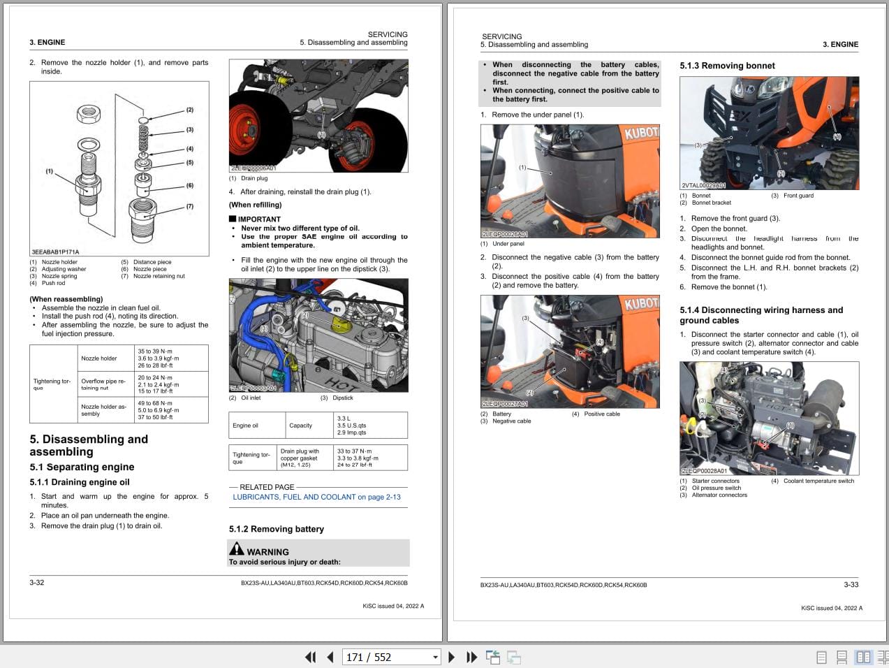 Kubota Tractor BX23S SU to RCK60B Workshop Manual 9Y111 18064 (3)