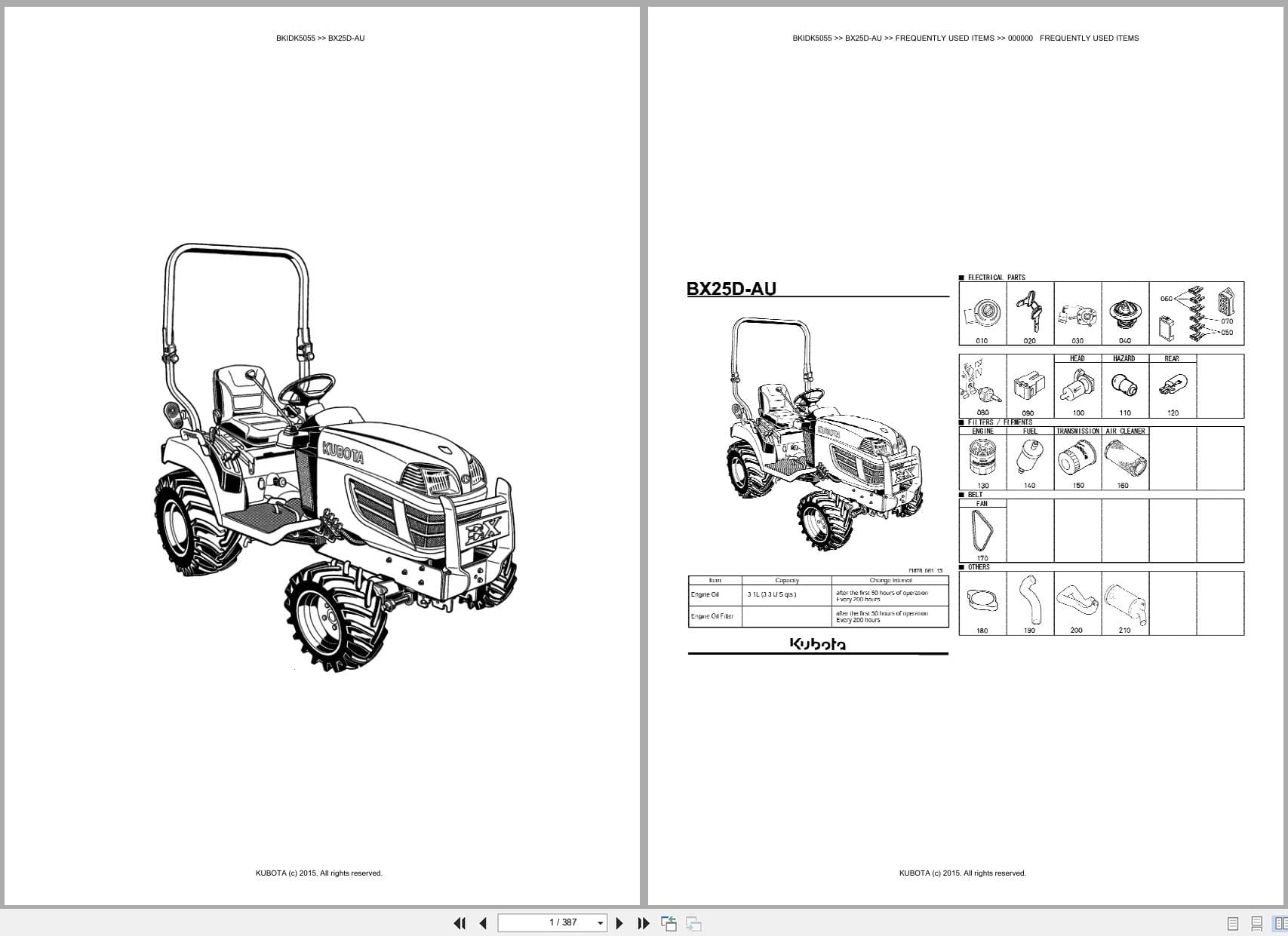 Kubota Tractor BX25D AU Australia Parts Catalog (1)
