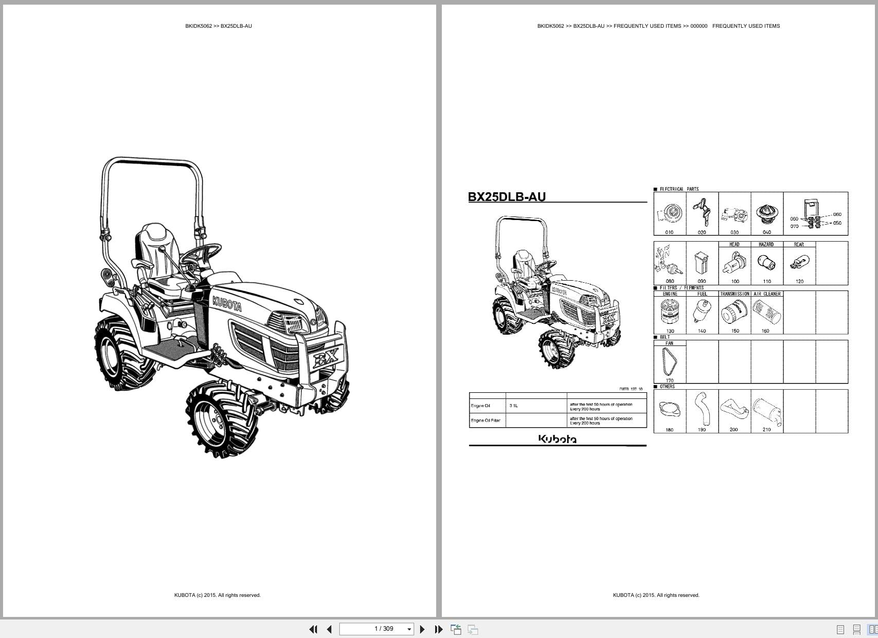 Kubota Tractor BX25DLB AU Australia Parts Catalog (1)