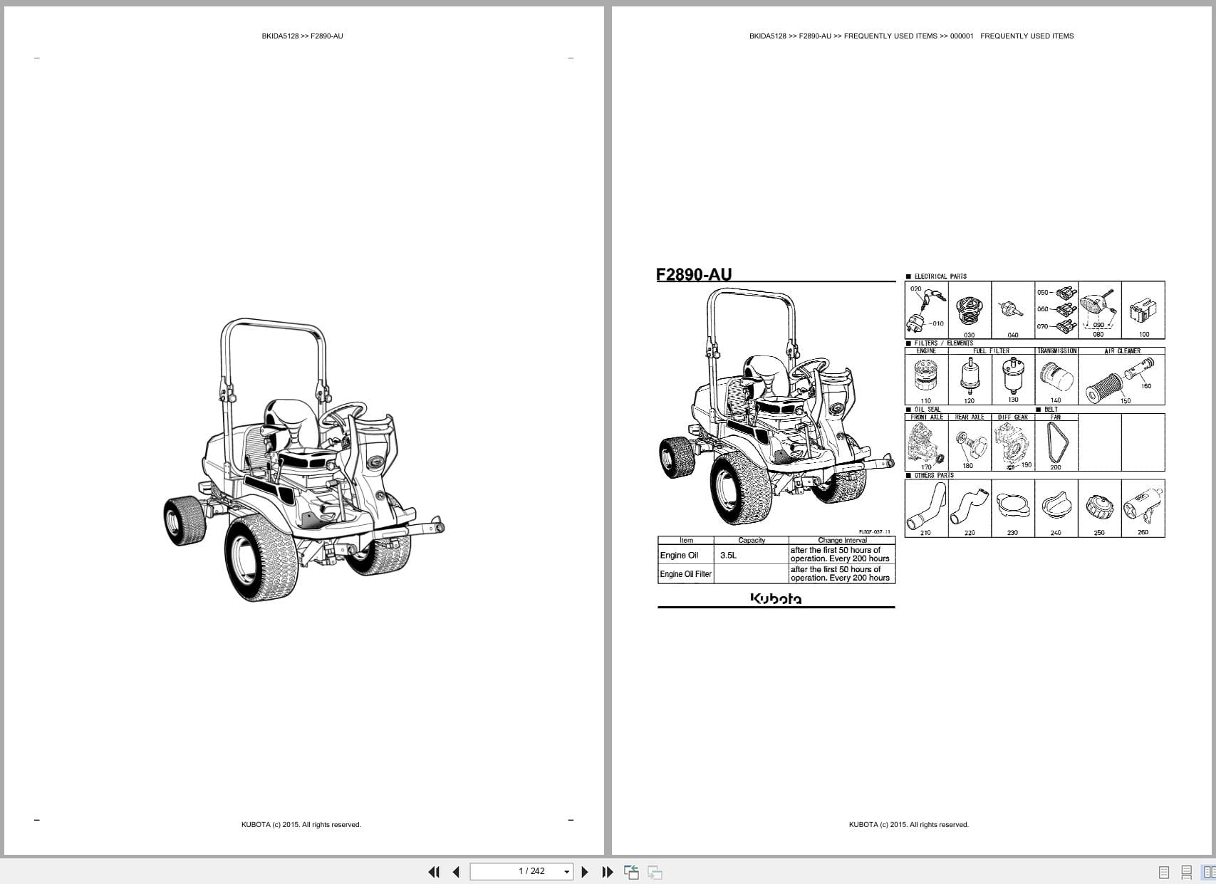 Kubota Tractor F2890 AU Australia Parts Catalog (1)