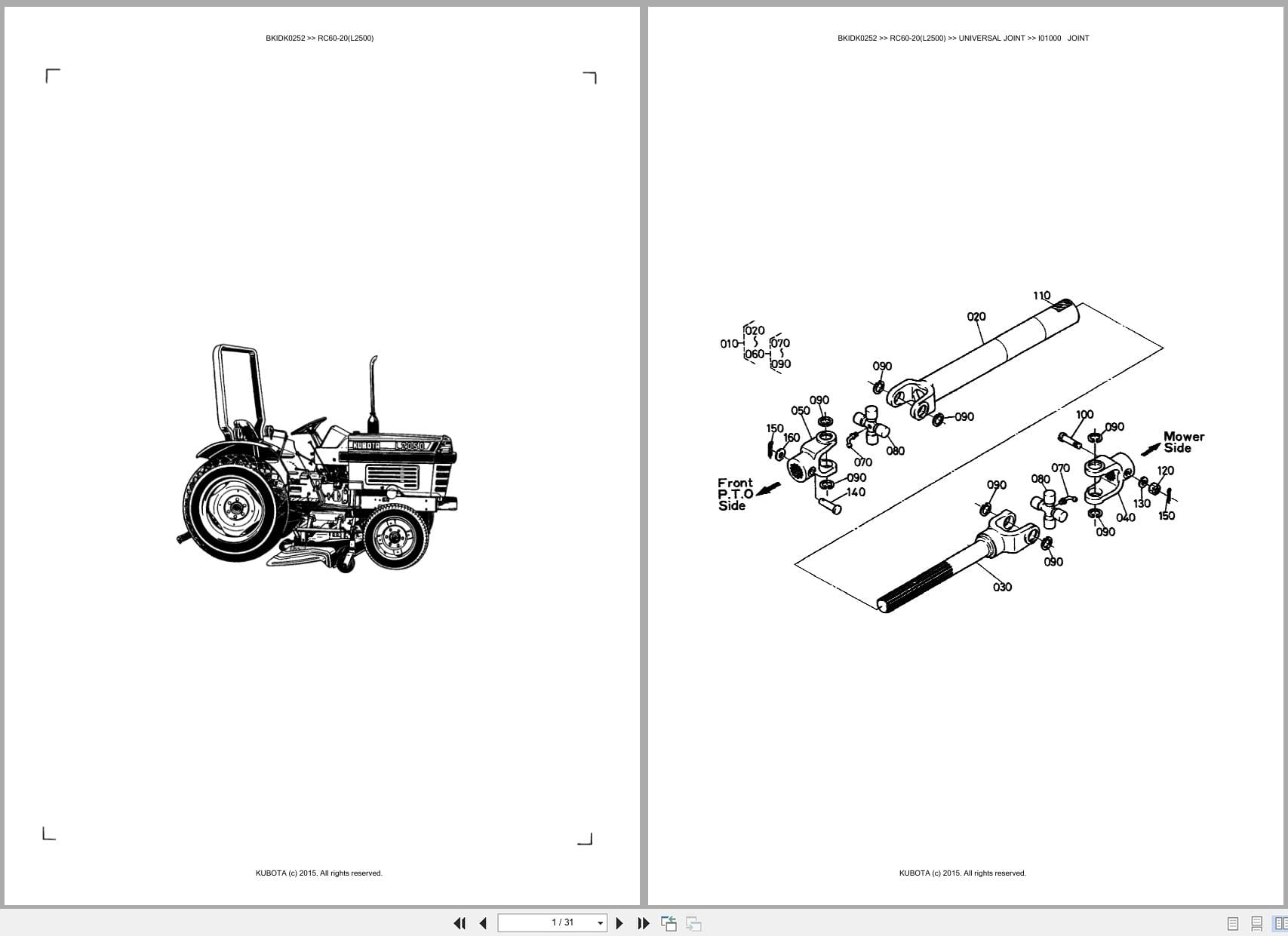 Kubota Tractor L2500 Mower RC60 20 Australia Parts Catalog (1)