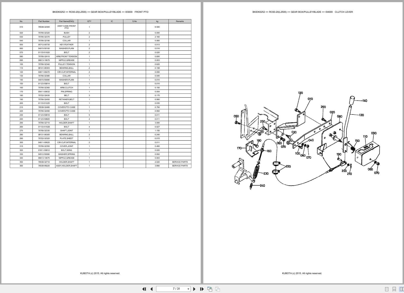 Kubota Tractor L2500 Mower RC60 20 Australia Parts Catalog (2)