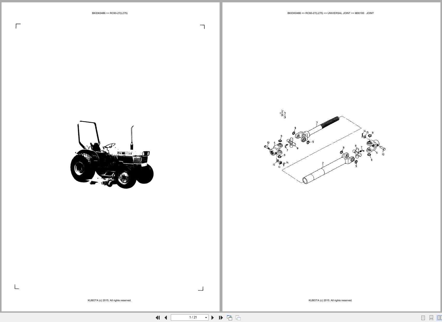 Kubota Tractor L275 Mower RC60 27 Australia Parts Catalog (1)