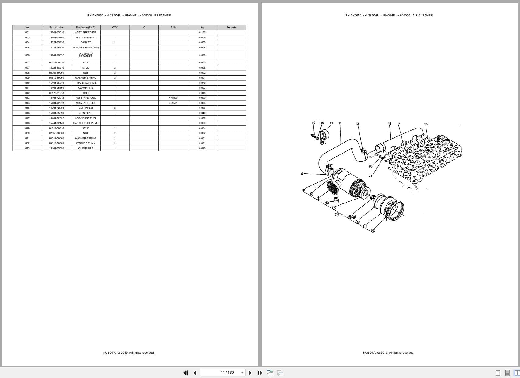 Kubota Tractor L285WP Australia Parts Catalog (2)