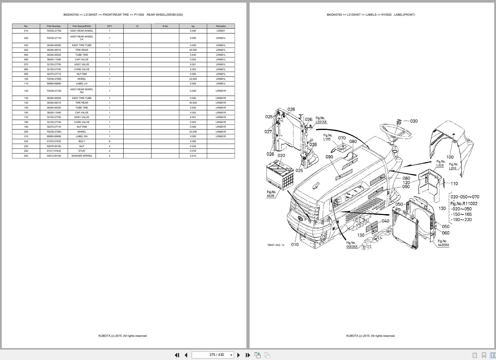 Kubota Tractor L3130HST Australia Parts Catalog (2)