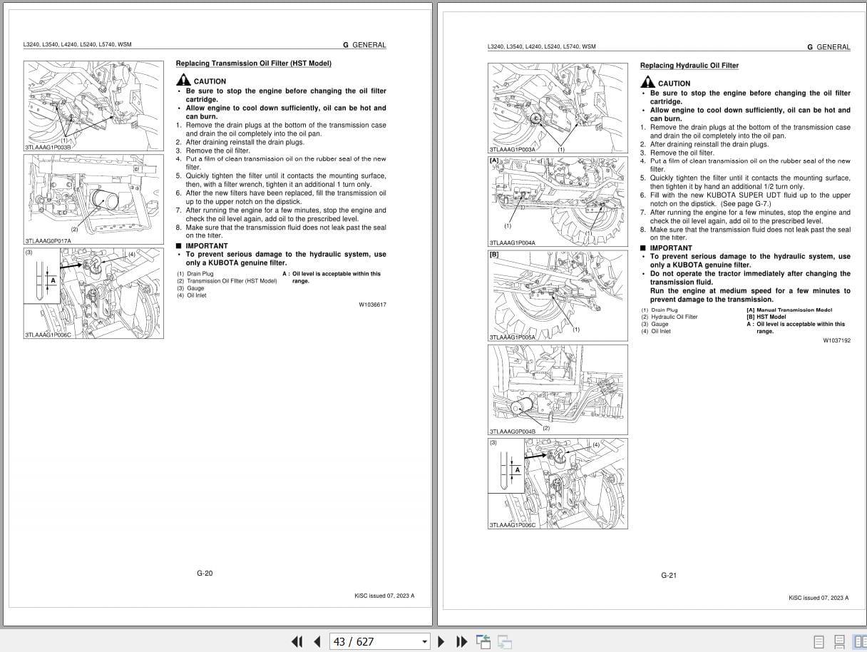 Kubota Tractor L3240 to L5740 Workshop Manual 9Y111 01092 (2)